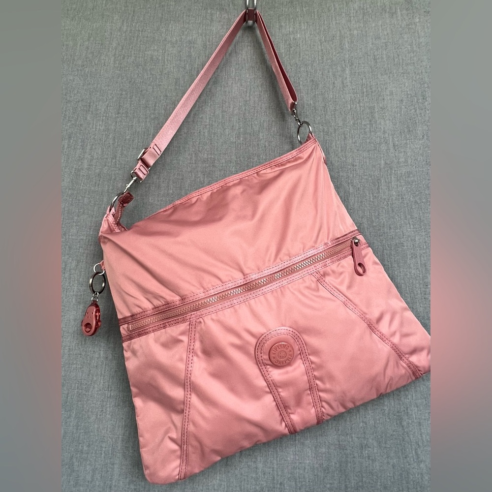 Kipling Abetha oversize cross-body blush pink bag purse with adjustable strap